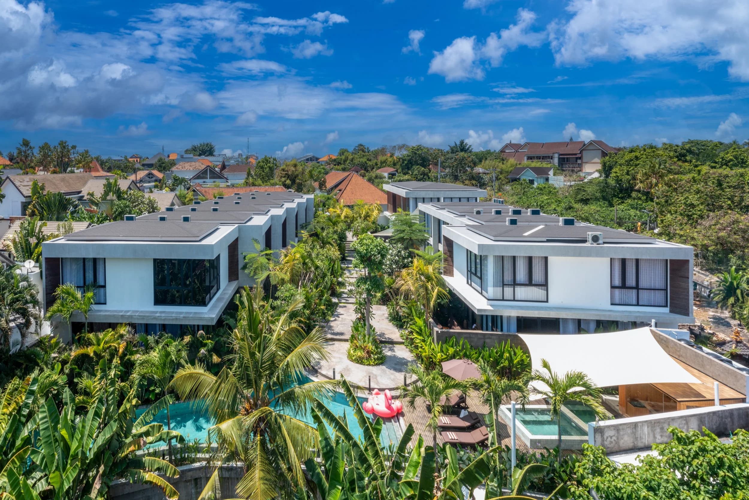 Aerial view of Umalas Creek showing the villa compound and shared wellness area